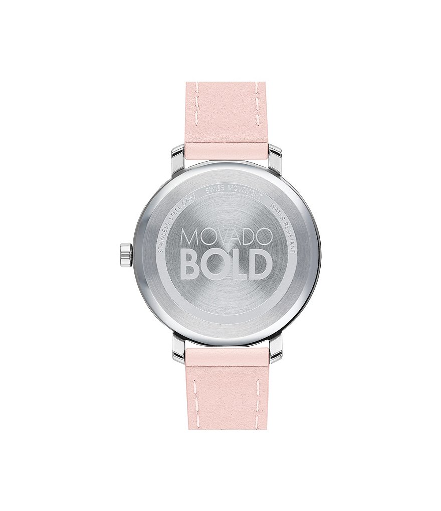 Movado Bold Women's Pink Leather Swiss Quartz Evolution Watch