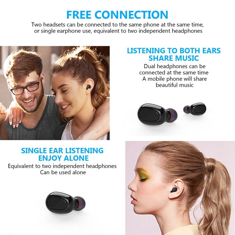 True Wireless Earbuds Bluetooth Headphones Touch Control with Wireless Charging Case IPX5 Waterproof TWS Stereo Earphones in-Ear Built-in Mic Headset Premium Deep Bass for Sport