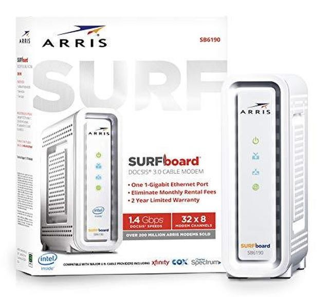 ARRIS SURFboard SB6190 DOCSIS 3.0 Cable Modem, Approved for Cox, Spectrum, Xfinity & others (White)
