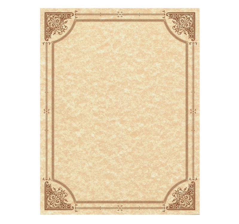 Southworth&reg; Parchment Certificates  Vintage  8 1/2 x 11  Copper w/ Copper Border 91351