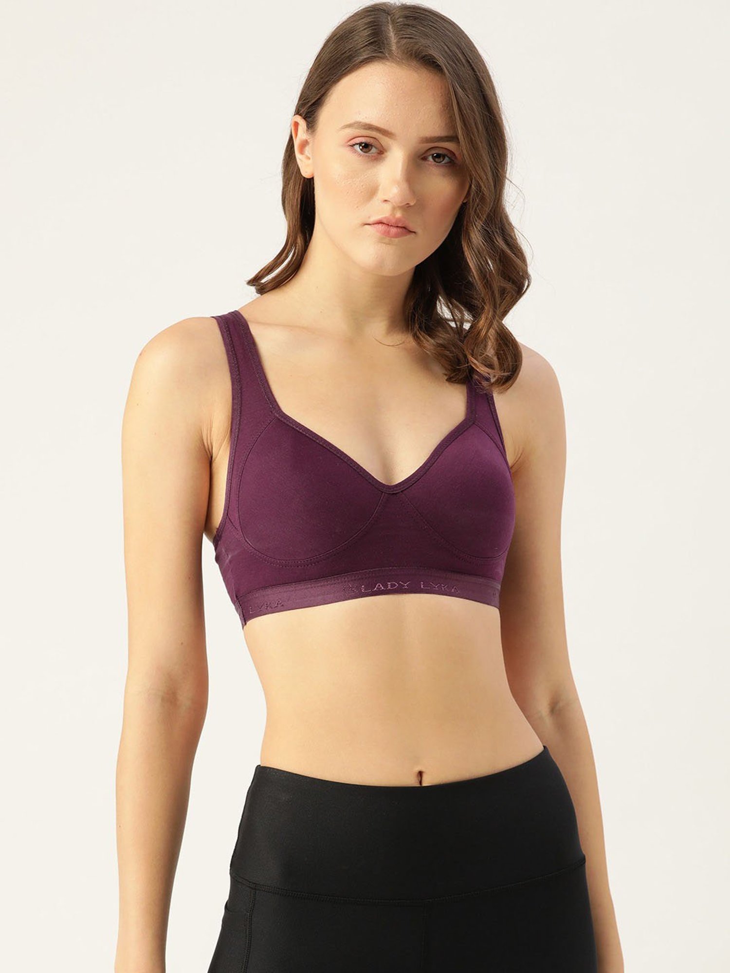 Lady Lyka Purple Non Wired Non Padded Sports Bra