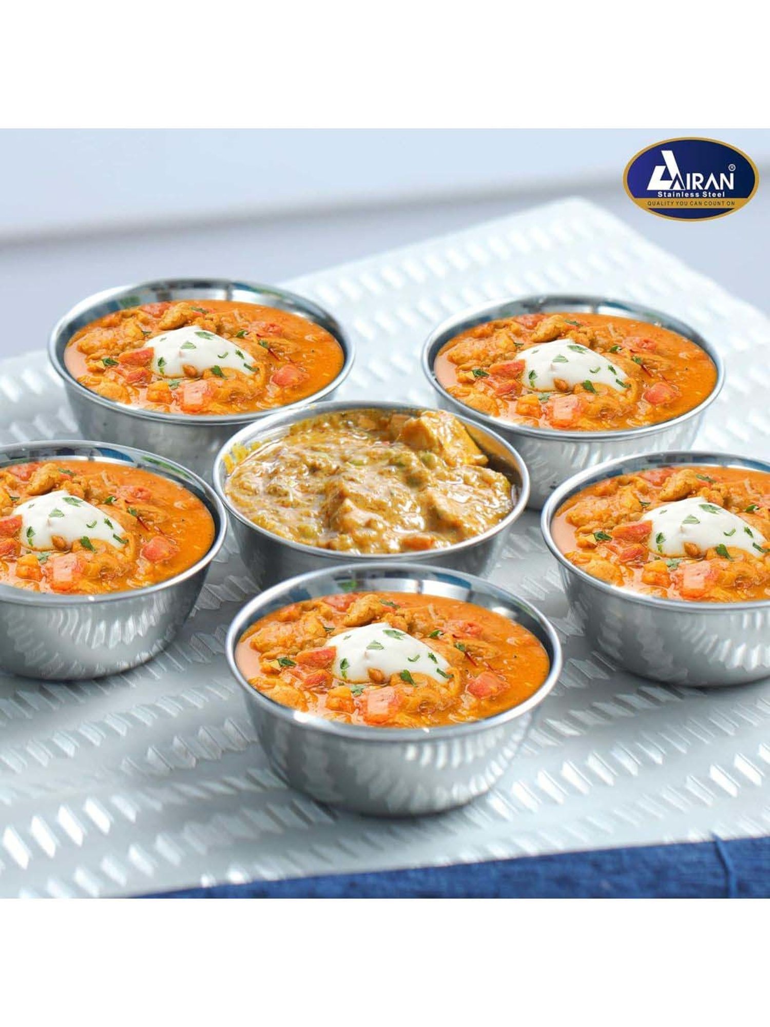 Airan Silver Stainless Steel Bowl - Set of 6
