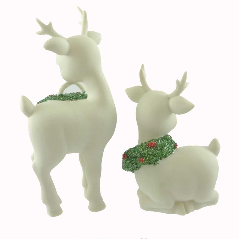 Dept 56 Snowbabies Holly Deer Christmas St/2 Basket Wreath  -  Decorative Figurines