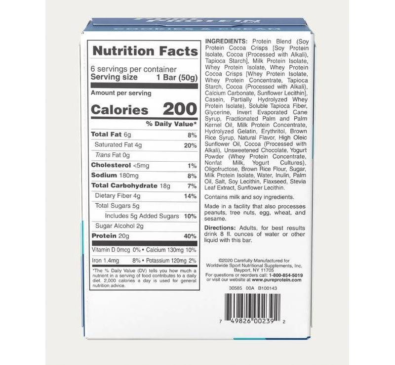 Pure Protein Bar - Cookies and Cream - 6ct