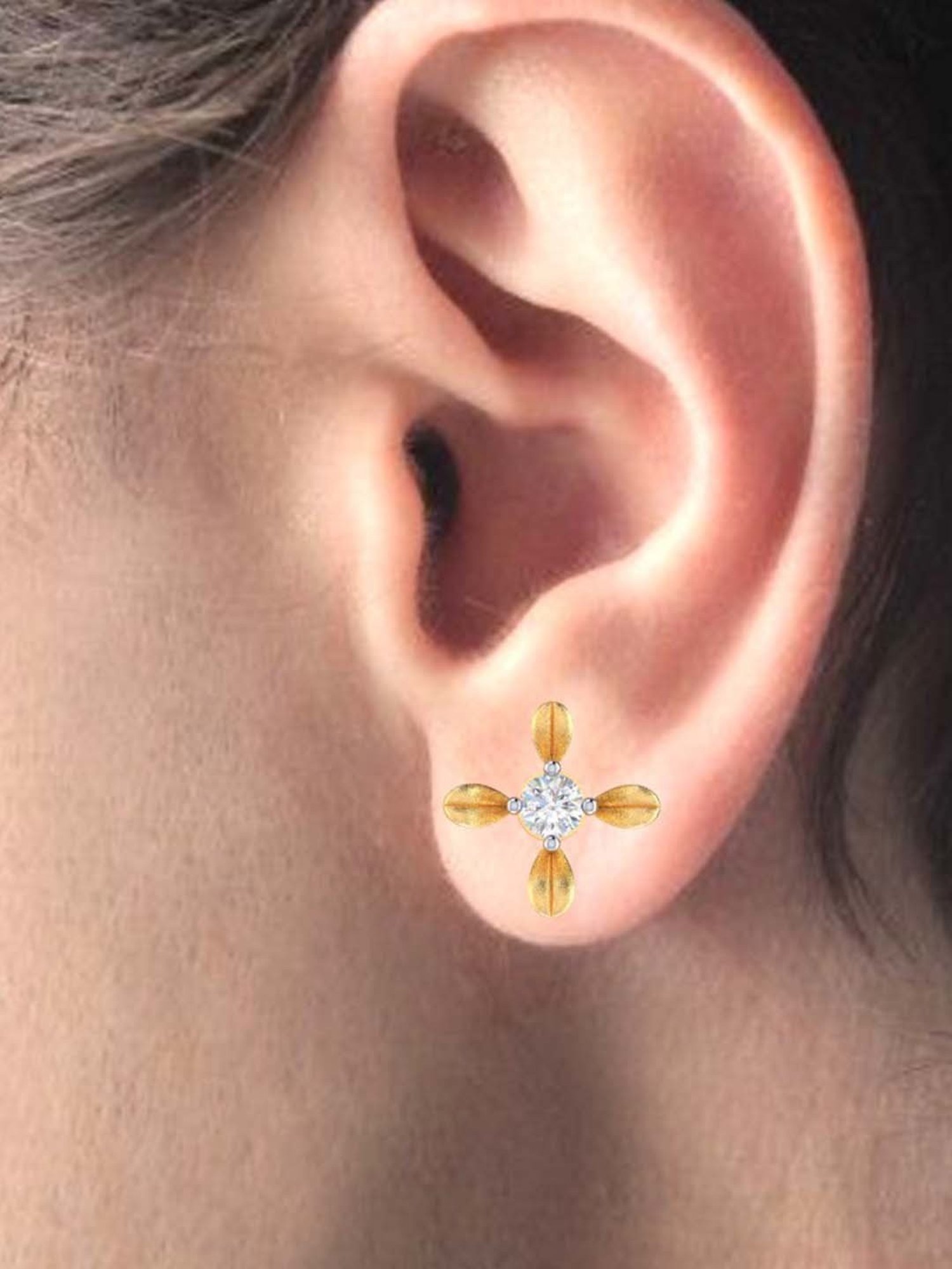 P.C. Chandra Jewellers 18 kt Gold & Diamond Earrings