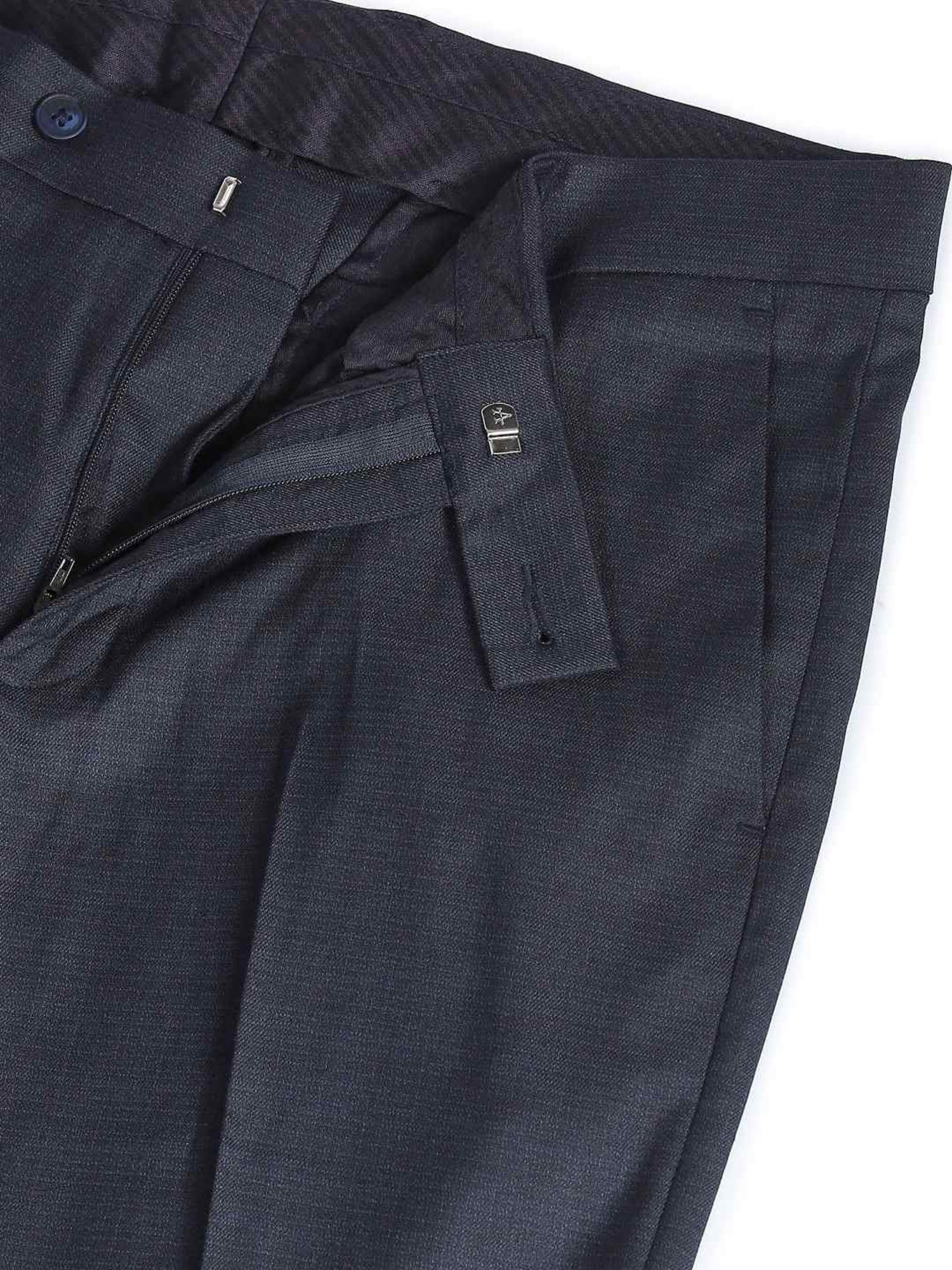 Arrow Blue Regular Fit Self Pattern Trousers