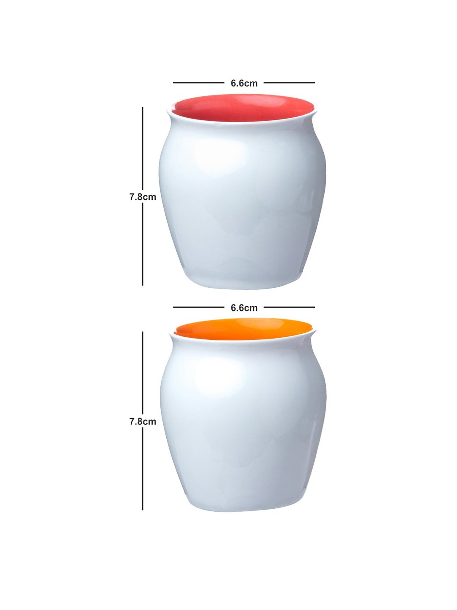 SONAKI Printed White Bone China Coffee Kulhad - Set of 6 (200ml)