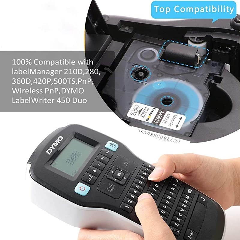 Compatible Labeling Tape Replacement for Dymo D1 Label Tape 45803 Black on White Ink Refill34 Inch19mmx 23 Ft7mfor Dymo LabelManager 360D 420P 450D 500TS 450 Duo Label Maker 5P