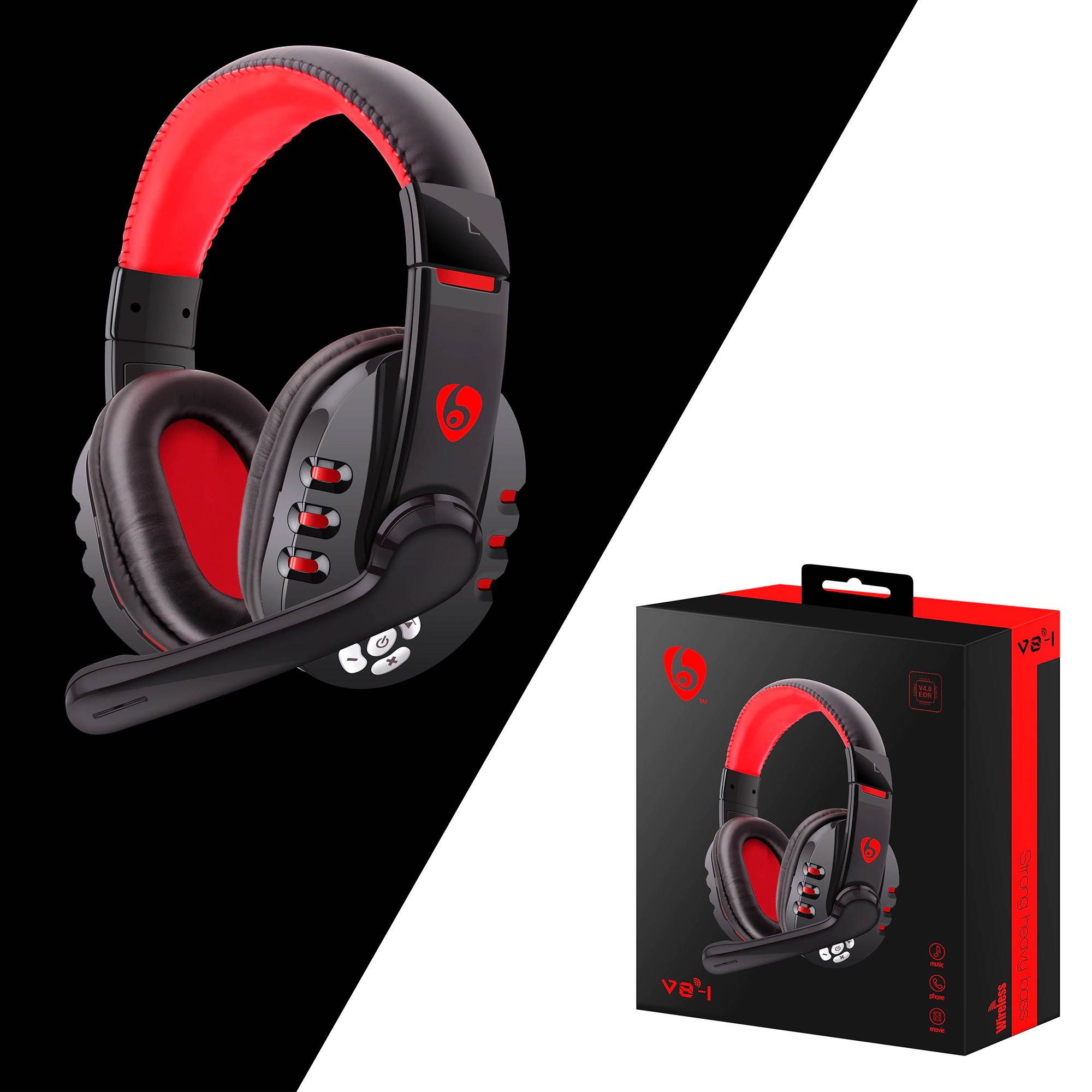 V8-1 Headphones V5.0 Bluetooth gaming headset  wireless stereo earphone with microphone for PC ipad PS4 Xbox One