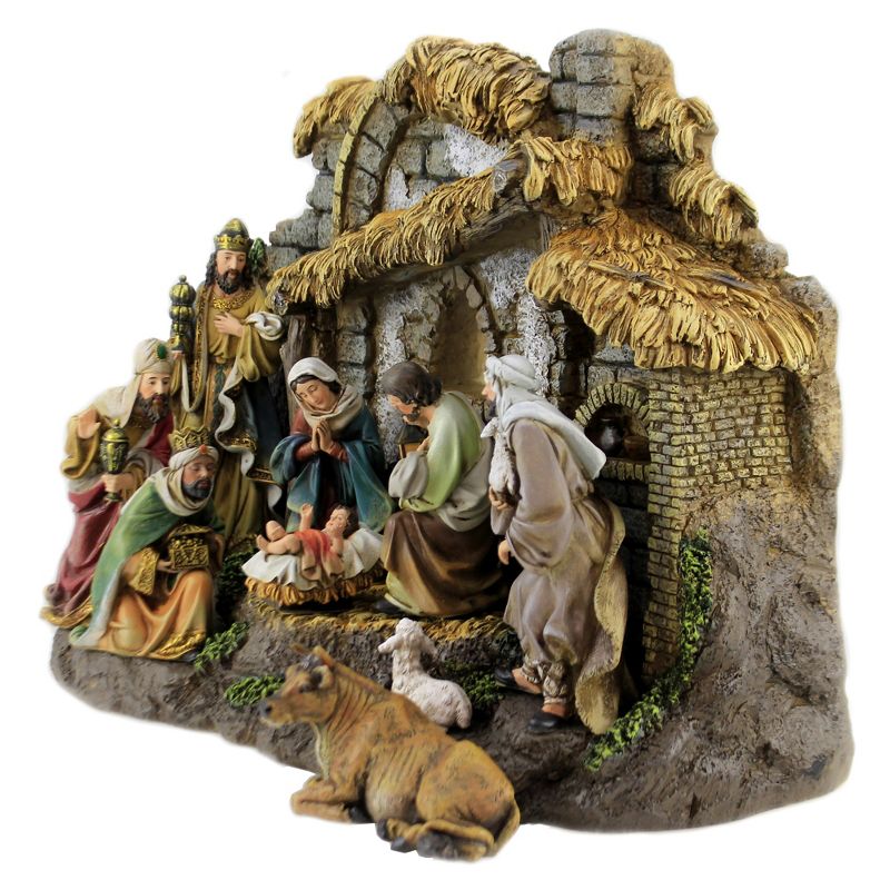 Christmas 11.0" Nativity With Stable Holy Family Kings Shepherd  -  Decorative Figurines