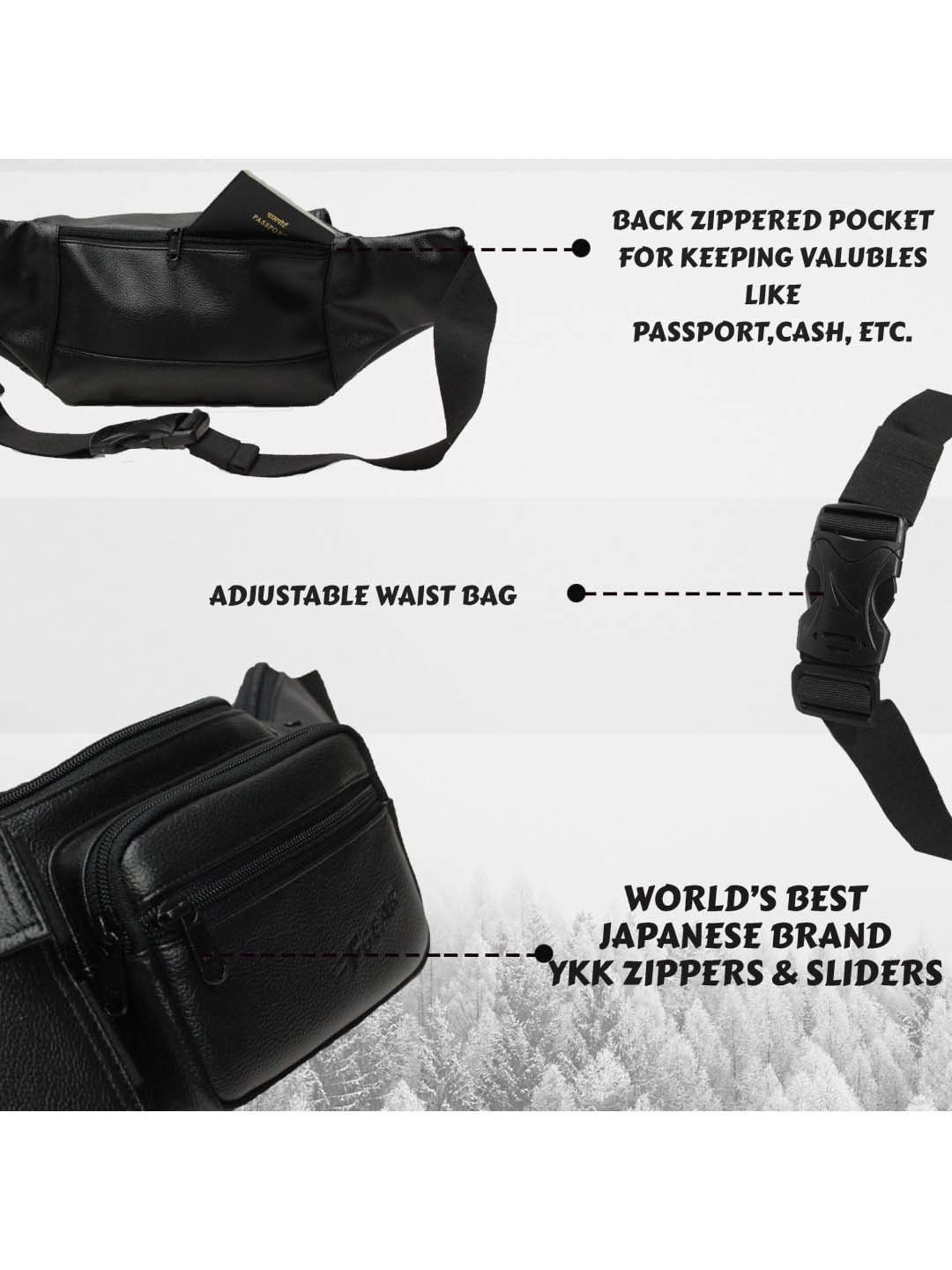 F Gear Black Solid Waist Pouch