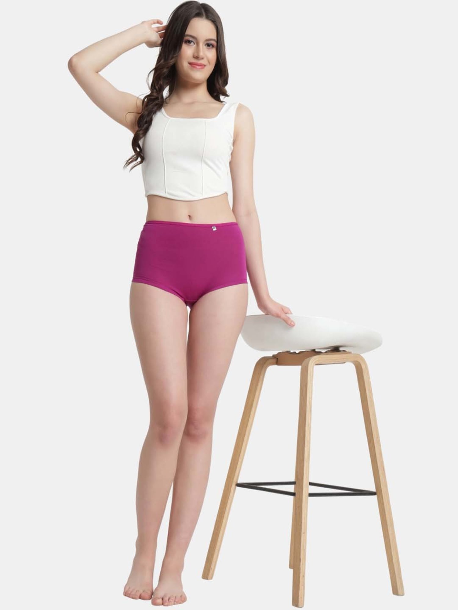 Bleeding Heart Purple & Pink Plain Panties - Pack Of 2