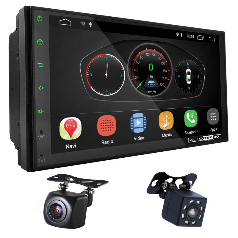 UGAR EX10-DSP 7" Android 10.0 Car Stereo 2GB 16GB with Front & Rear View Camera Head Unit Bluetooth WiFi Double Din Radio Car Audio Indash GPS Navigation Touch Screen