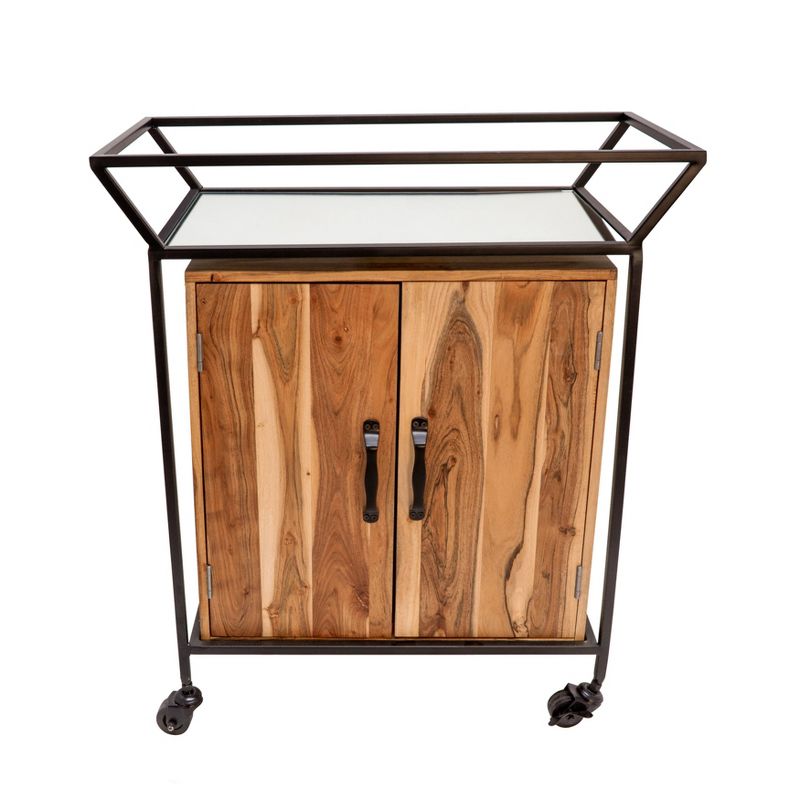 Flash Furniture Castleberry Rustic Wood Grain and Iron Kitchen Serving and Bar Cart