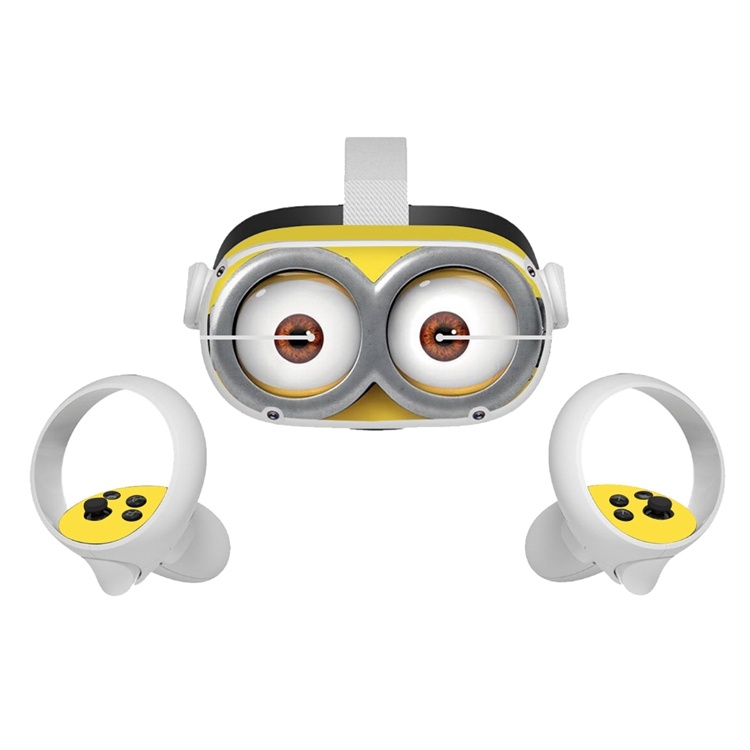 Amify Vinyl Skin Sticker for Oculus Quest 2 VR Headset Controller PVC Decals Cute Cartoon Wrap Cover for Oculus Quest 2 Accessories