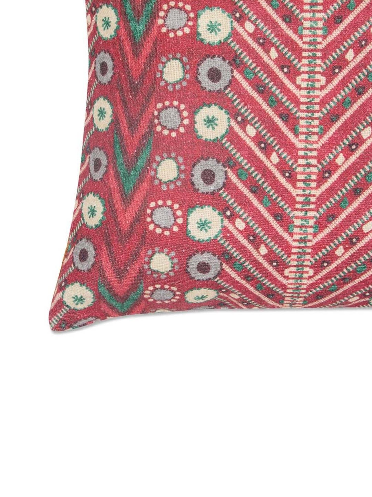 Fabindia Home Red Cotton Printed Fergana Cushion Cover