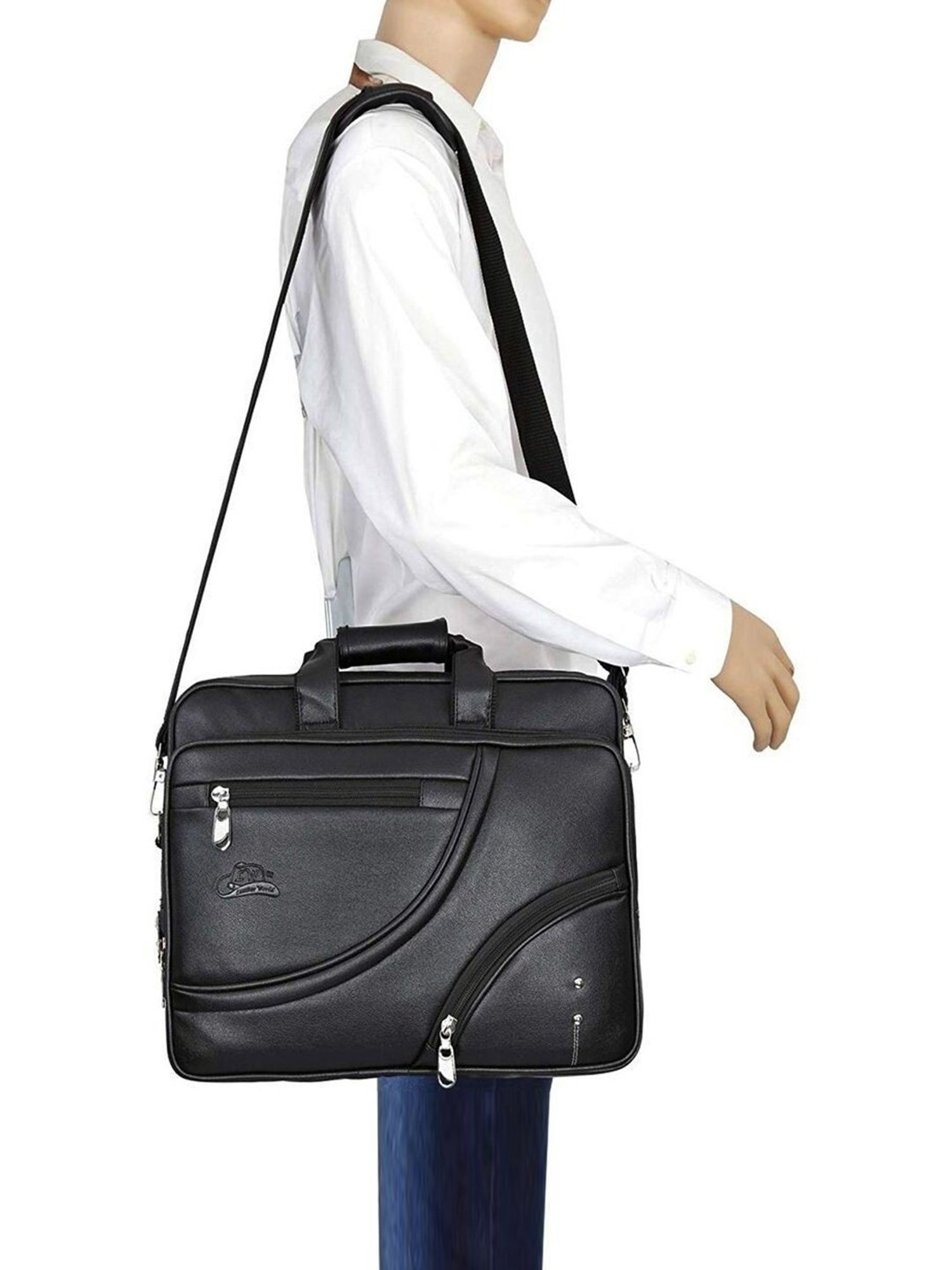 Leather World Black Synthetic Medium Laptop Messenger Bag