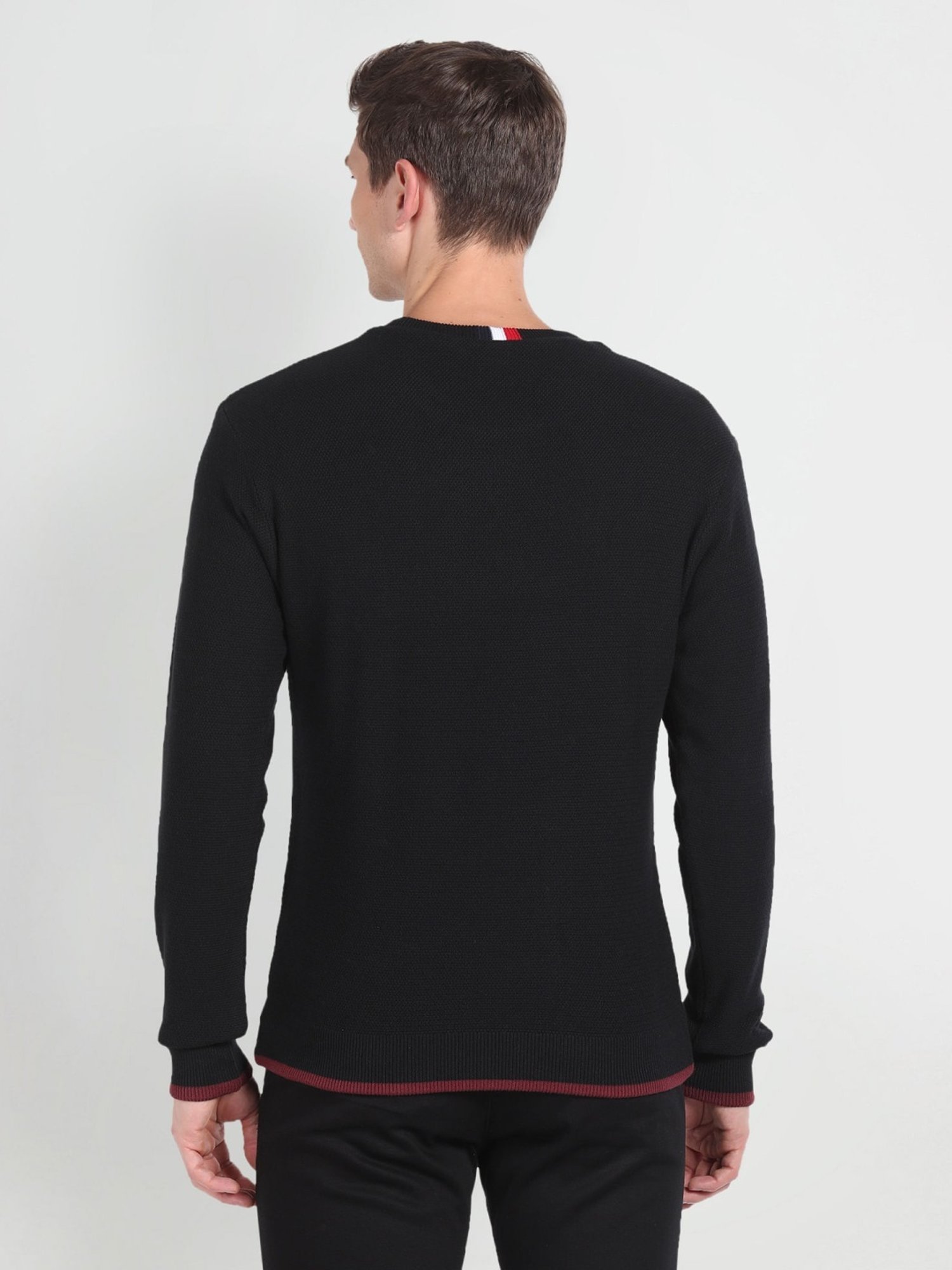 Arrow Sport Black & Maroon Regular Fit Reversible Sweater