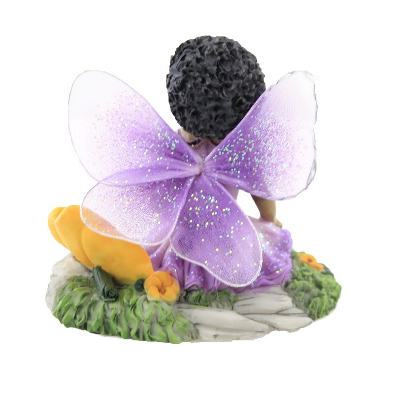 Black Art 4.0" Child Fairy Lavender Figurine Pansy  -  Decorative Figurines