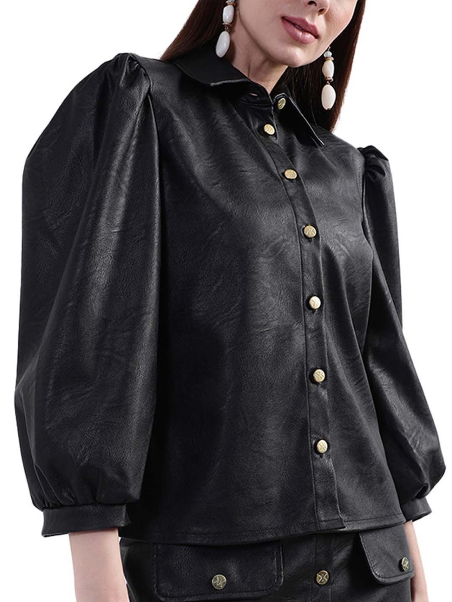 KENDALL + KYLIE Black Regular Fit Shirt