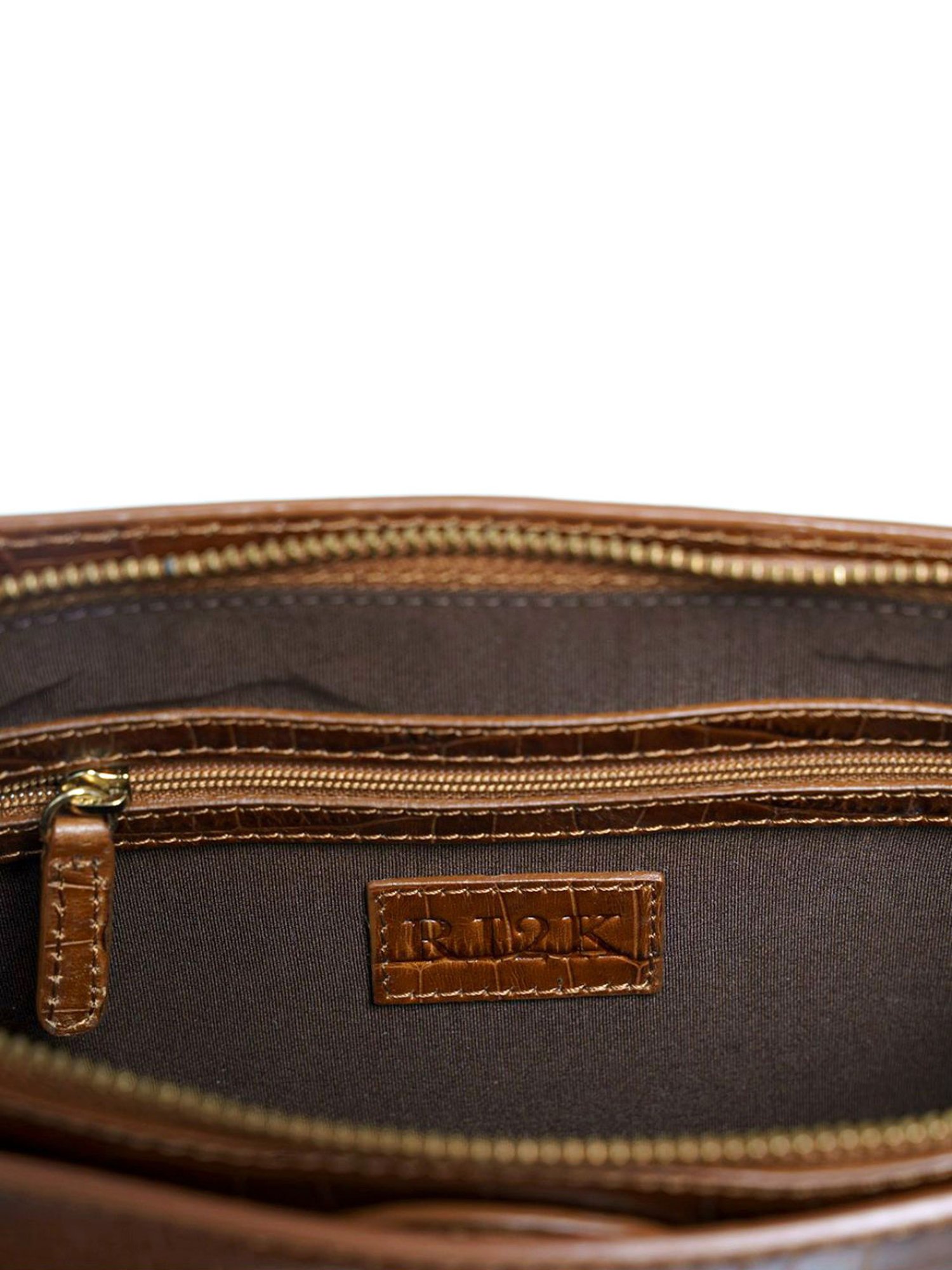 RI2K London Brown Leather Small Textured Cross Body Bag