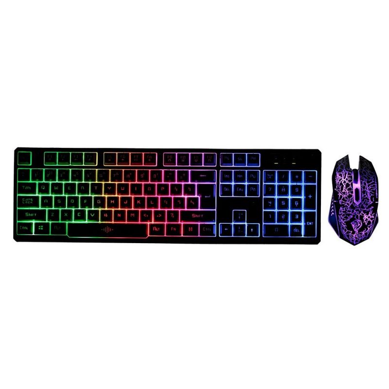 Keyboard and Mouse Combo N-Key Rollover Wired Gaming Mouse Silent Office Keyboard RGB Mouse 104Keys