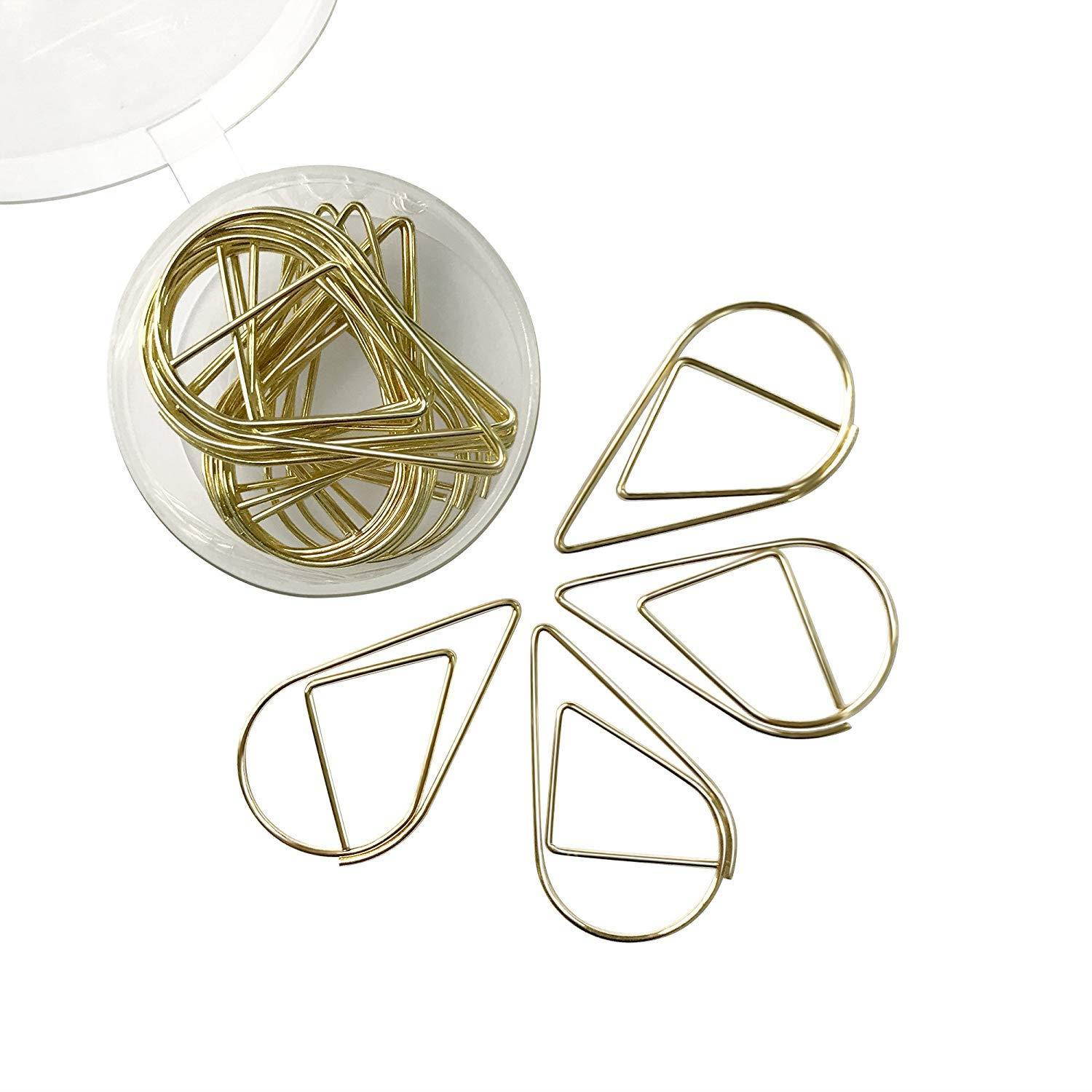 UNIQOOO 5 Count Super Thick Clear Acrylic Gold Finish Stationery Set - Desk Stapler, Pen Holder, Tape Dispenser, Memo Case, Paper Clips- Great for Modern Office, Arts Lover, Calligrapher, Xmas Gift