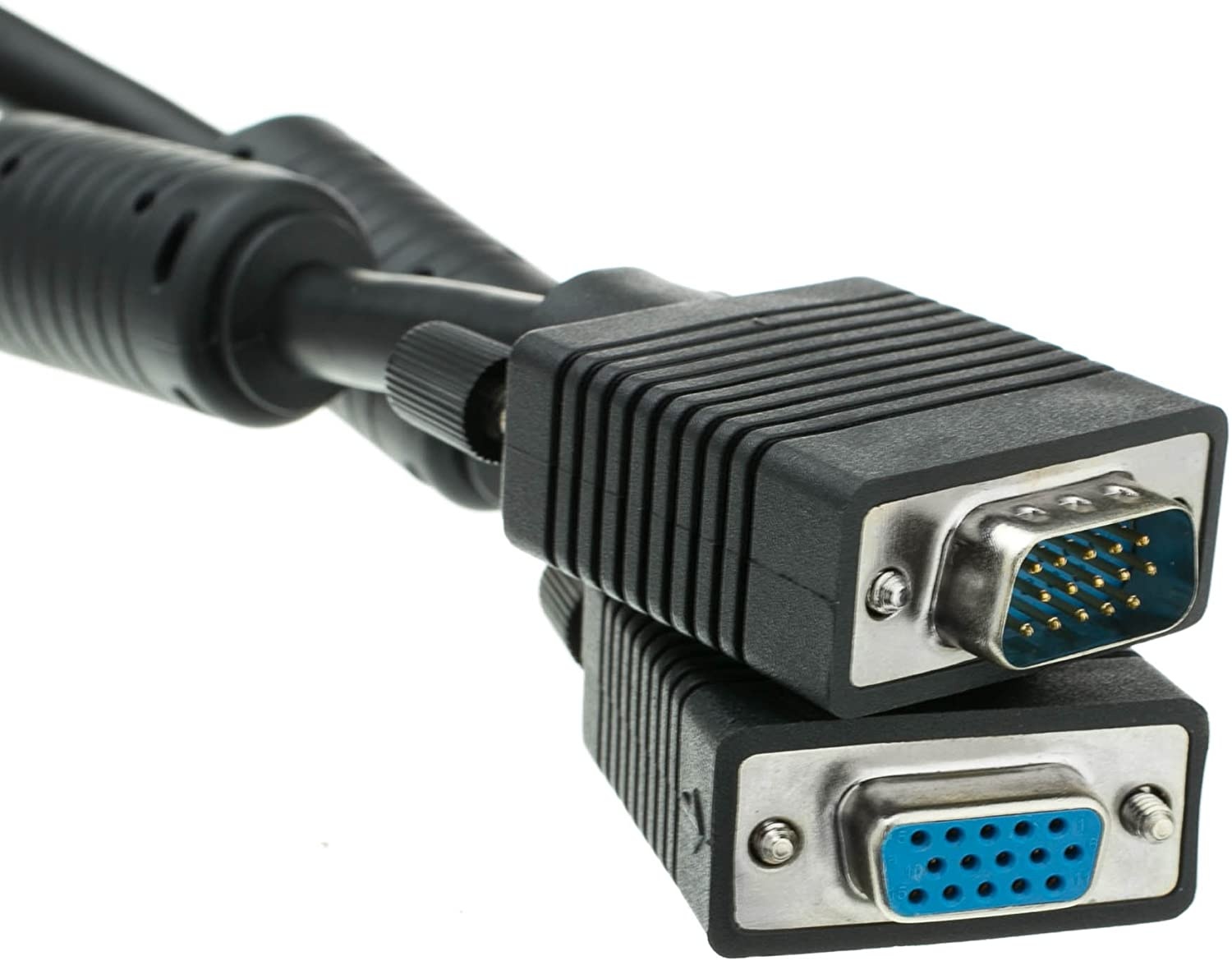 VGA Extension Cable SVGA Male to Female HD15 Male to HD15 Female Double Shielded Monitor Video Coaxial Cable with Ferrite core for PC Laptop Projector Video Black 6 feet Cablewholesale