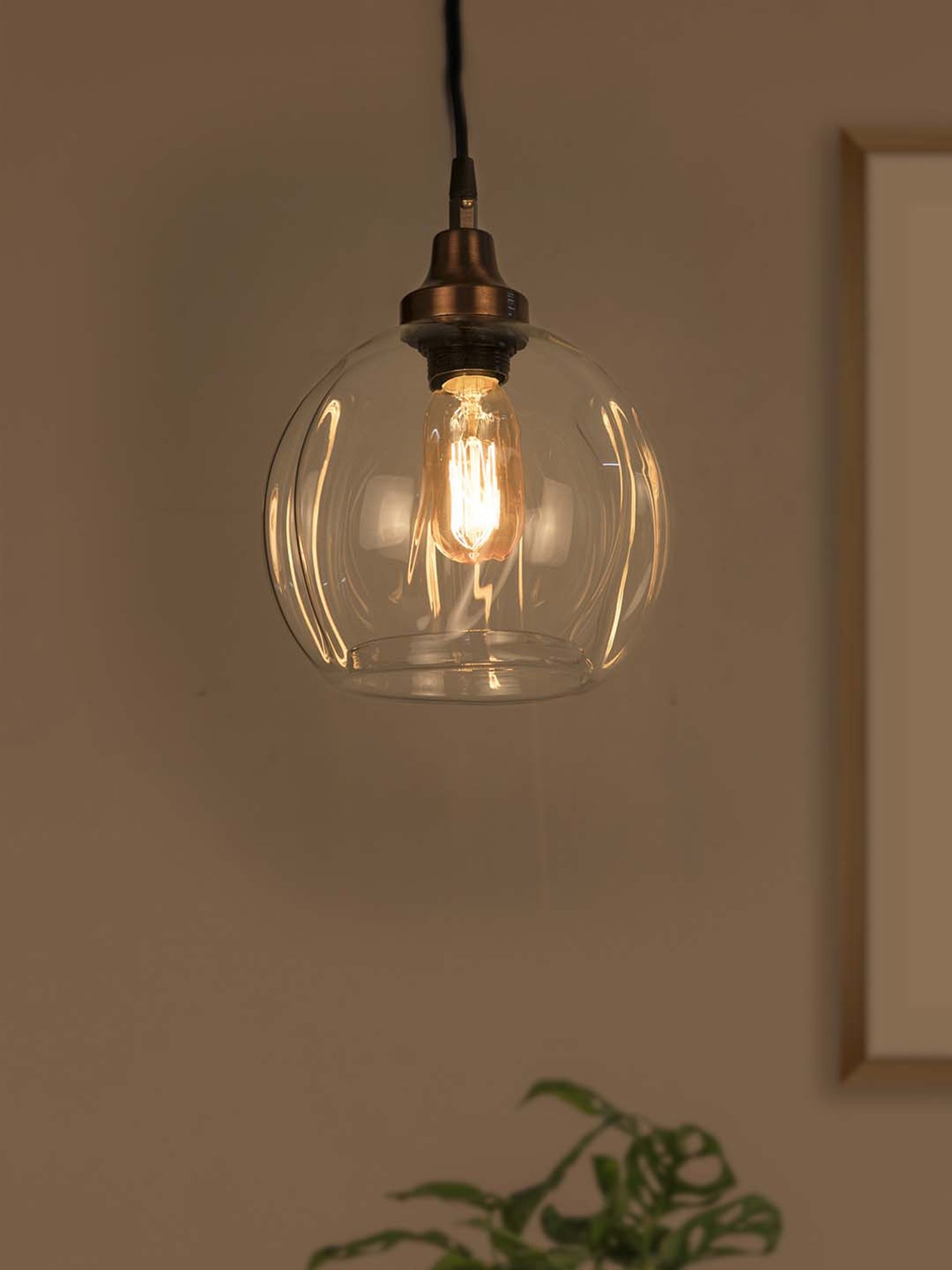 Fos Lighting Contemporary Undulated Clear Melon Glass Pendant Light - Set of 1