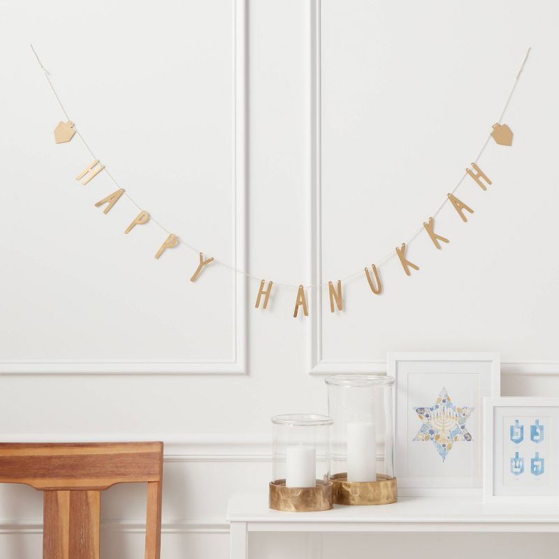 72" Happy Hanukkah Garland Gold - Threshold™