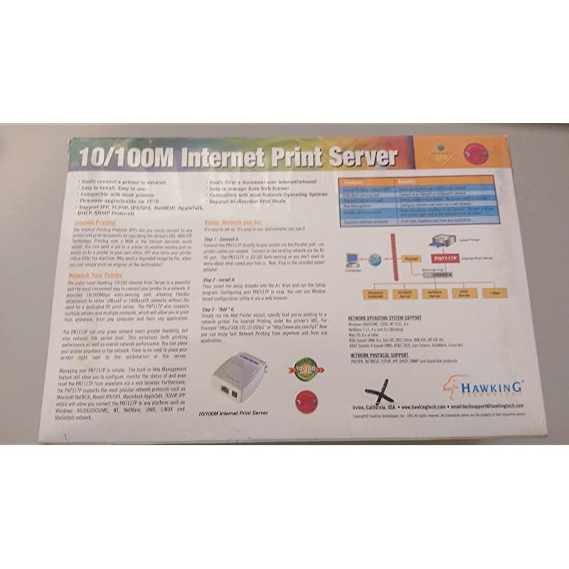 PN7117P 1-Port 10/100 IPP Print Server