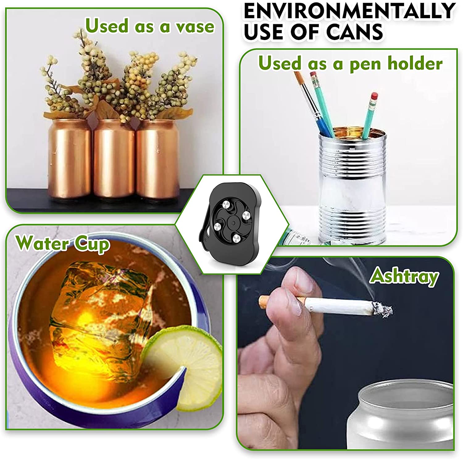 Topless Can Opener-Beer Can Opener & Bottle Opener 2Pcs,Can Top Remover Soda Can Opener, Handheld Safety Easy Manual No Sharp Edge Can Openers Smooth Edge, Effortless Rip and Sip Can Opener