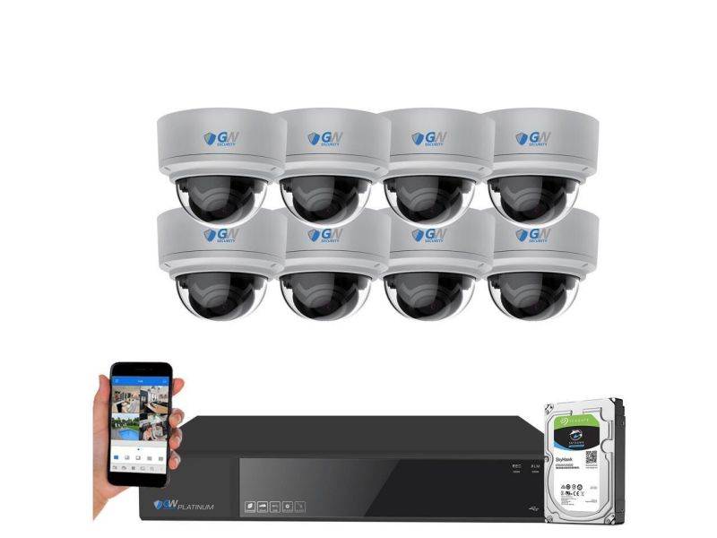 GW Security 4K (8MP) Smart AI Color Night Vision Security Camera System, 32 Channel H.265+ 8MP NVR, 32 x UltraHD 4K POE Microphone 2.8-12mm Varifocal Lens Human Detection Dome Camera