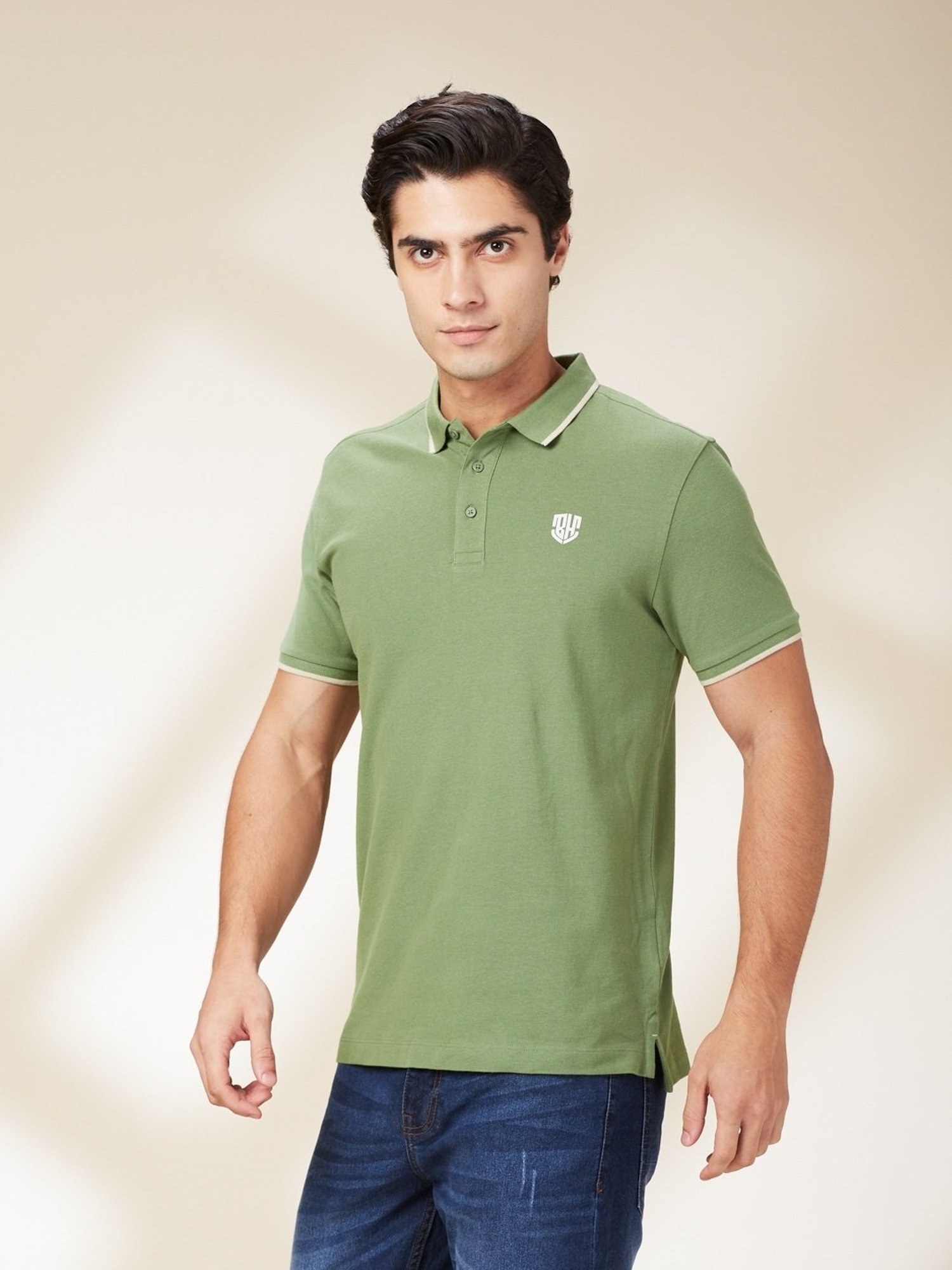 Being Human Dark Green Regular Fit Polo T-Shirt