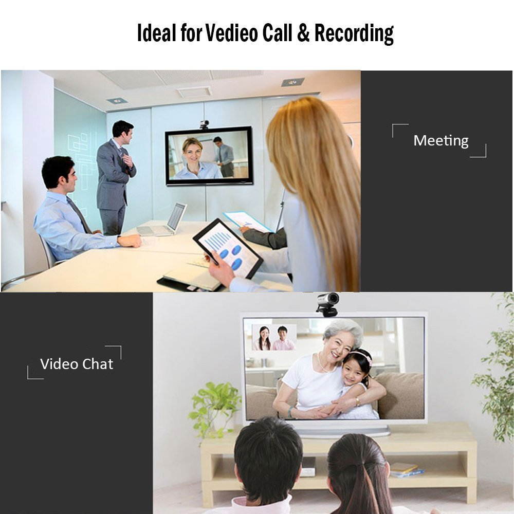 AUSDOM 1080P HD USB Webcam with Built-in Microphone,12.0MP, Auto Exposure, Digital Zoom, Clip-On/Freestanding Network Computer Camera Web Cam