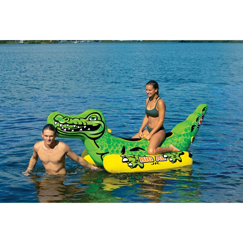 WOW Watersports Big Al Junior 2 Person Towable Inflatable Alligator Inner Tube Floating Boat Accessory with 340 Pound Capacity for Boating, Green