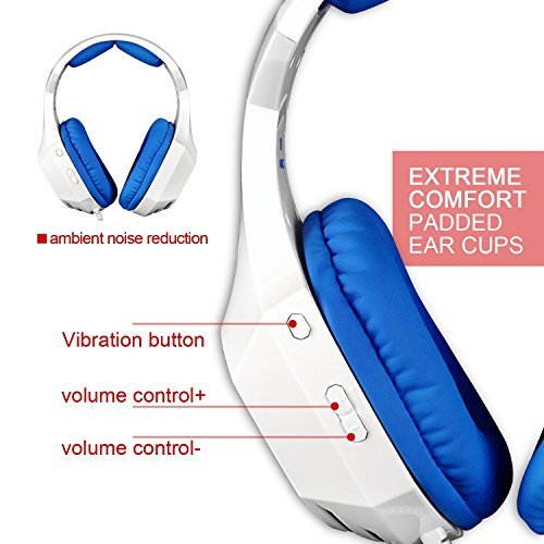 GW SADES AW80 Wired USB Stereo Over Ear Gaming Headset headphones with Mic, Bass Vibration, Volume Control for PC/Laptop (White/Blue)