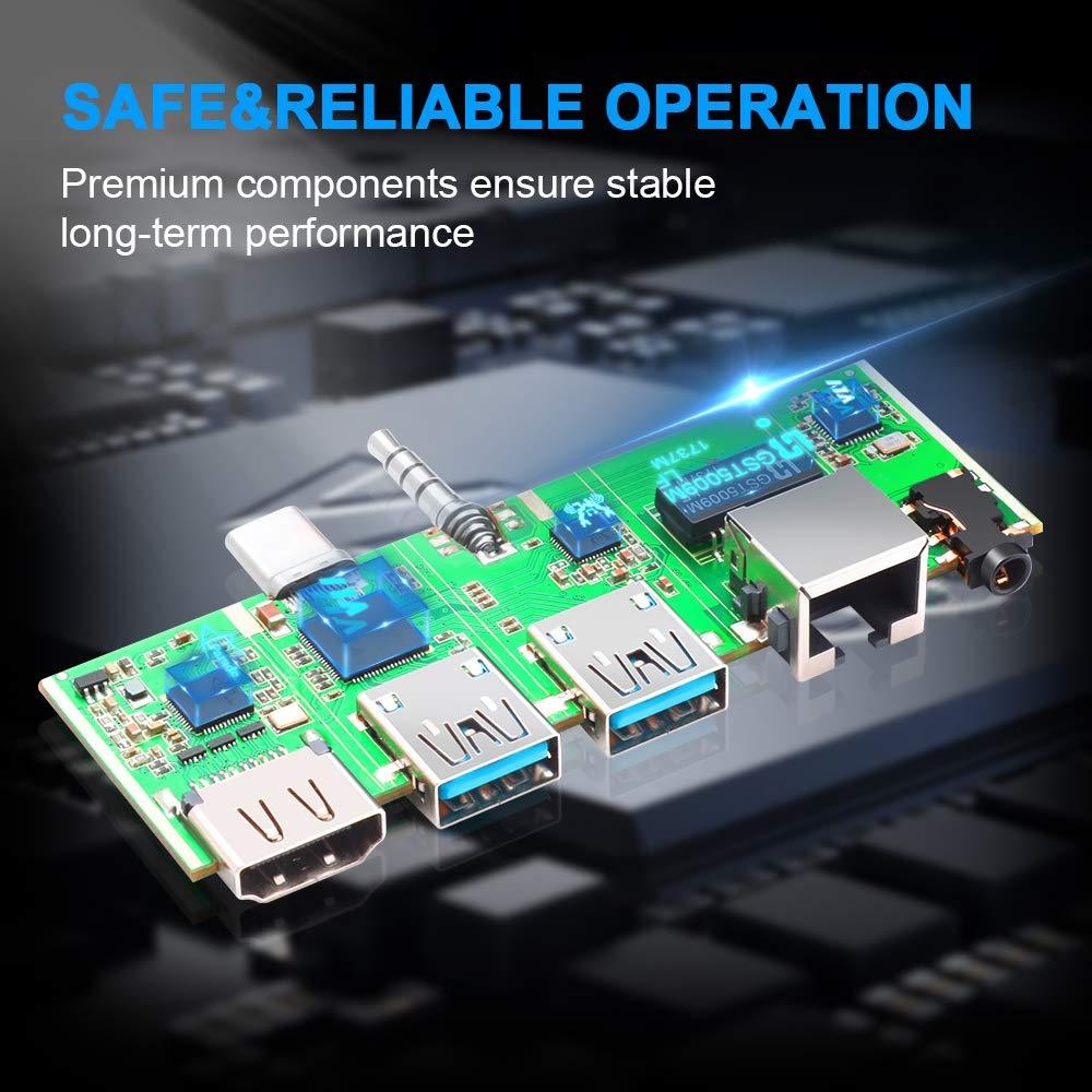 Surface Go Docking Station, 5 in 1 Surface Go Docking Station USB C hub HDMI Adapter with 1000M RJ45 Ethernet,4K HDMI, 2 USB 3.0 Ports,Audio/Microphone Output (Headphones) for Microsoft Surface Go