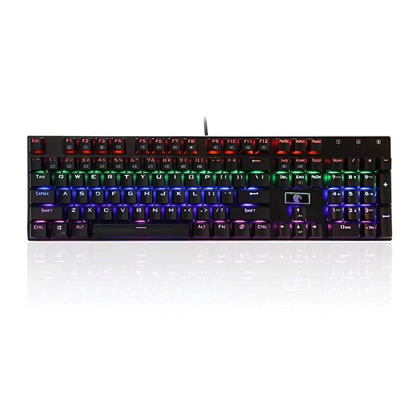 Backlit Mechanical Gaming Keyboard, E-Element LED Clicky Wired Keyboard with DIY Blue Switches, Anti-ghosting 104 Keys (Black)