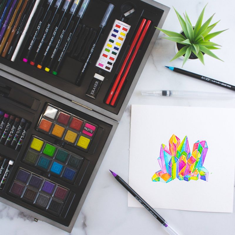 88pc Watercolor + Drawing Art Set in Wood Case - Art 101