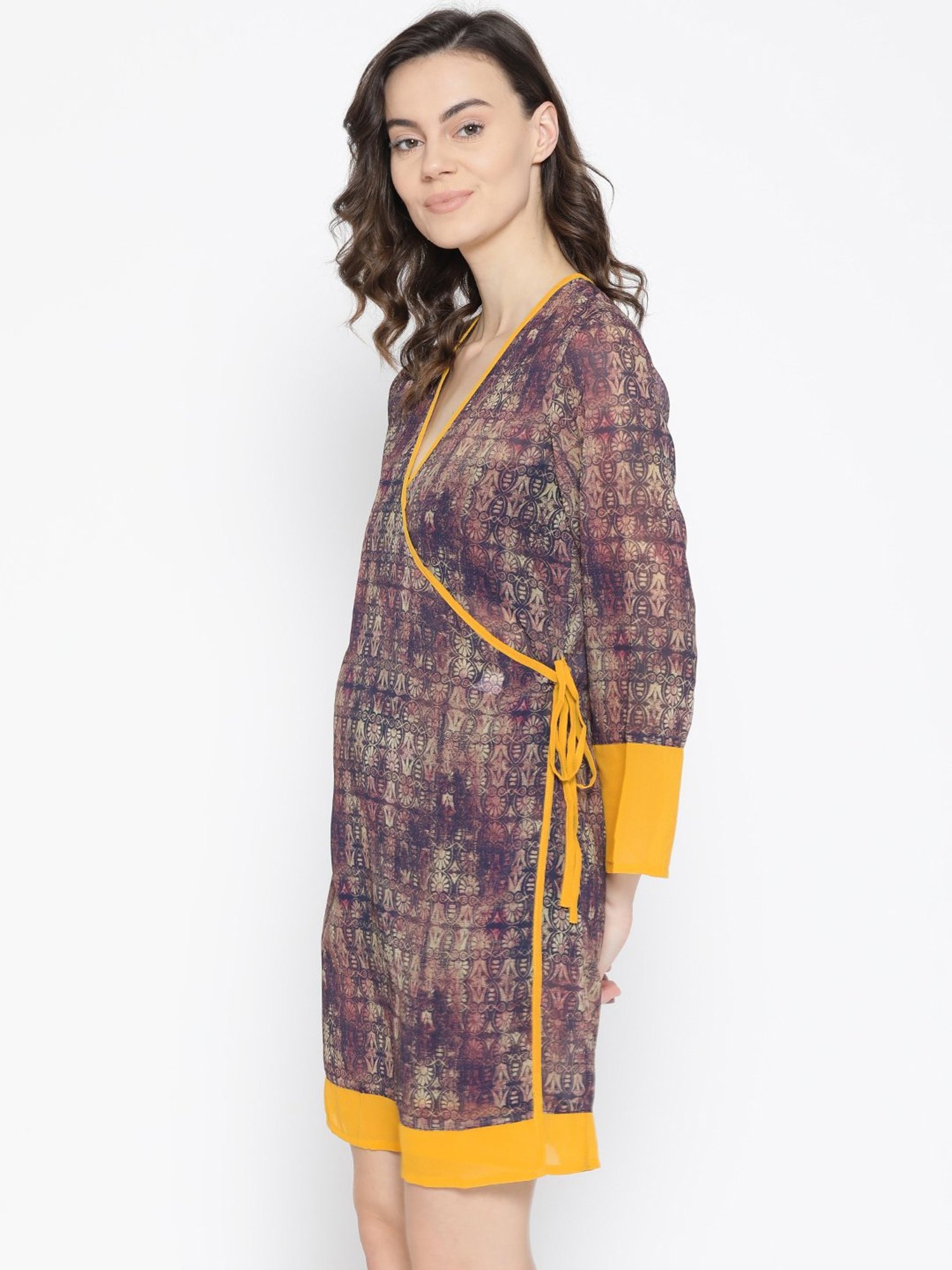 Erotissch Brown Printed Robe