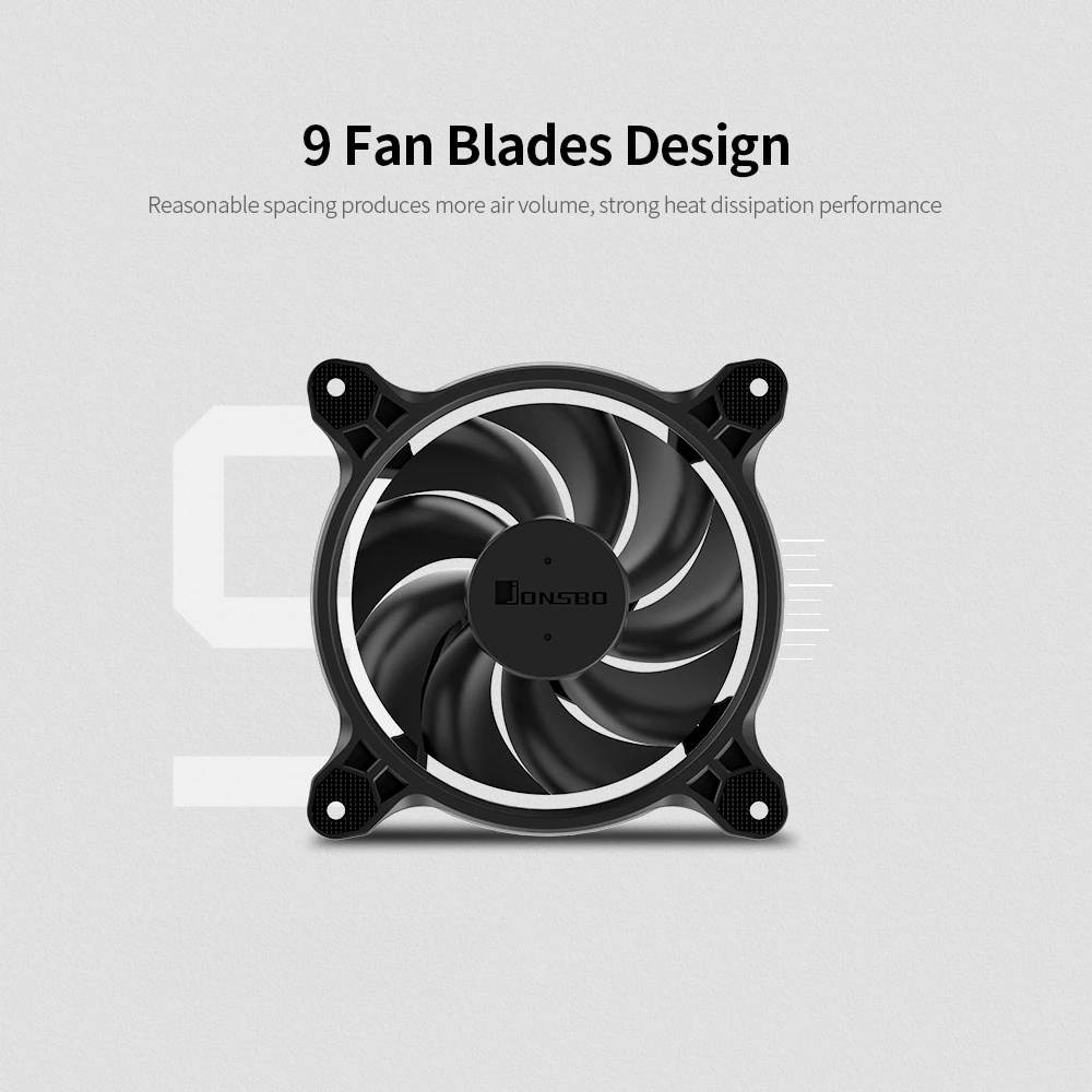 JONSBO Eclipse PLUS White Computer Cooling Fan 12CM Chassis Case Fan with Hydraulic Bearing 25 Lamp Beads LED Light Effect