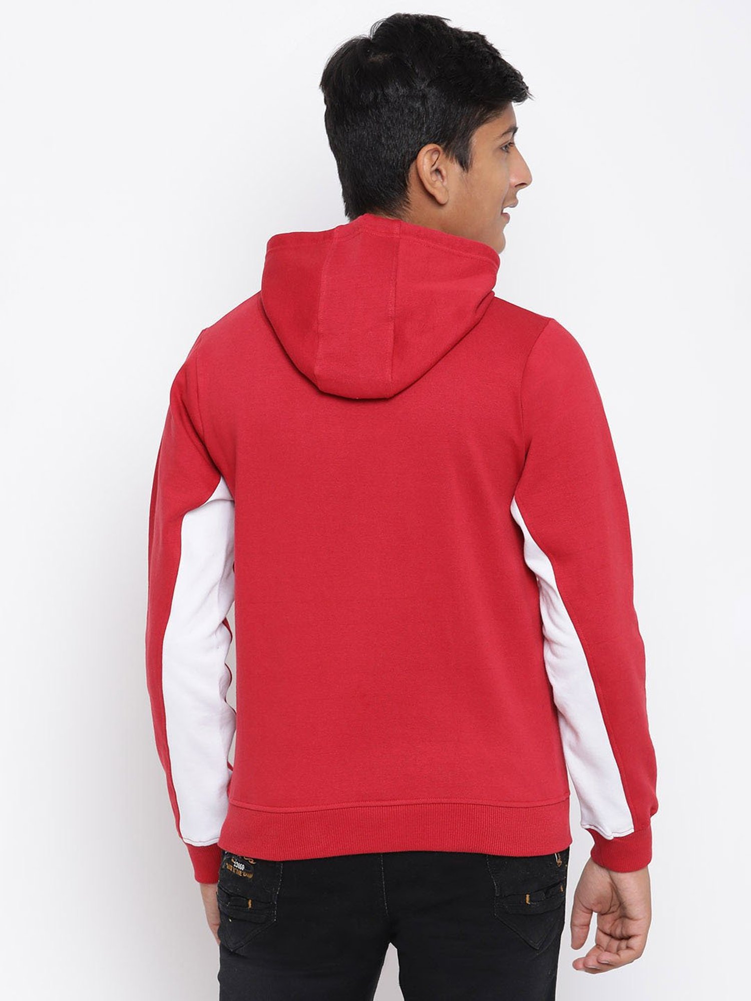 Lil Tomatoes Kids Red & White Color Block Full Sleeves Sweatshirt