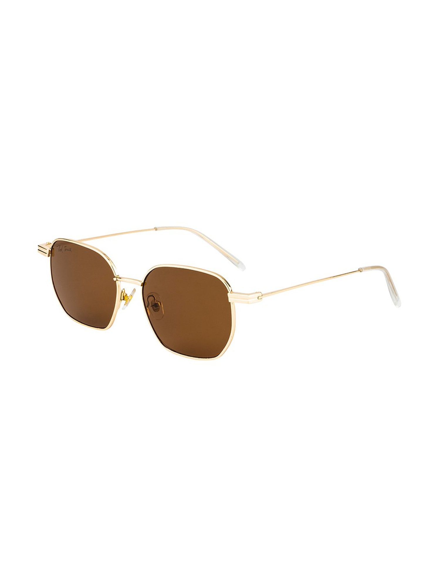 Ted Smith Brown Geometric Unisex Sunglasses