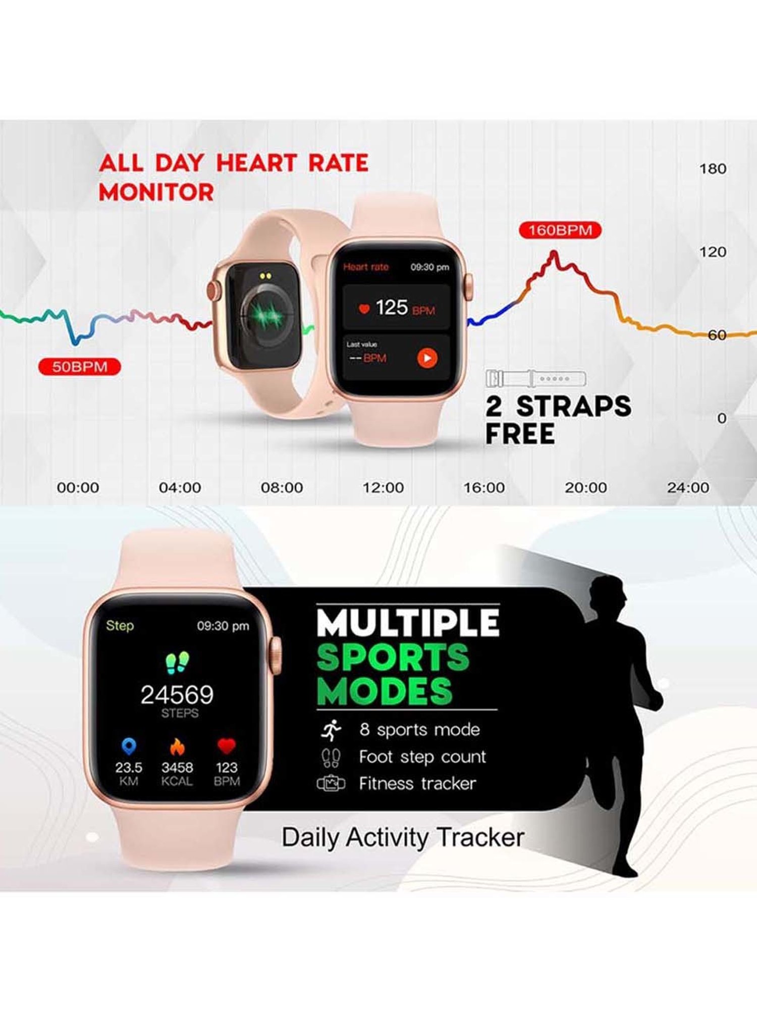 MAXX SX7 Pro Smart Watch with Bluetooth Calling (Free Size, Rose Gold)