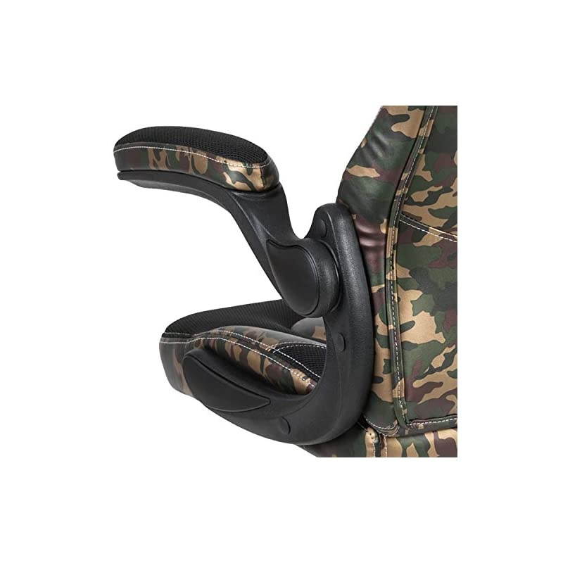 X10 Gaming Chair Racing Office Ergonomic Computer PC Adjustable Swivel Chair with Flip-Up Arms, Camouflage/Black LeatherSoft