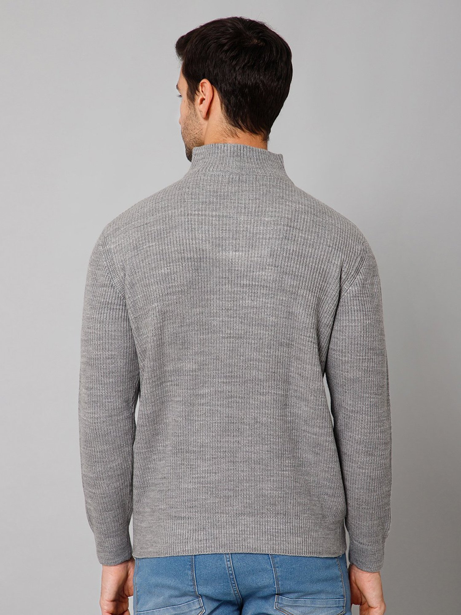 Cantabil Grey Melange Regular Fit Sweater