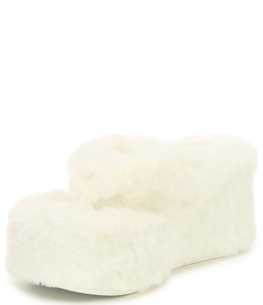 Gianni Bini Plushie Faux Fur Thong Wedges
