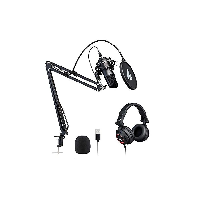 USB Microphone with Studio Headphone Set 192kHz24 bit  AUA04H Vocal Condenser Cardioid Podcast Mic Compatible with Mac and Windows YouTube Gaming Livestreaming Voice Over