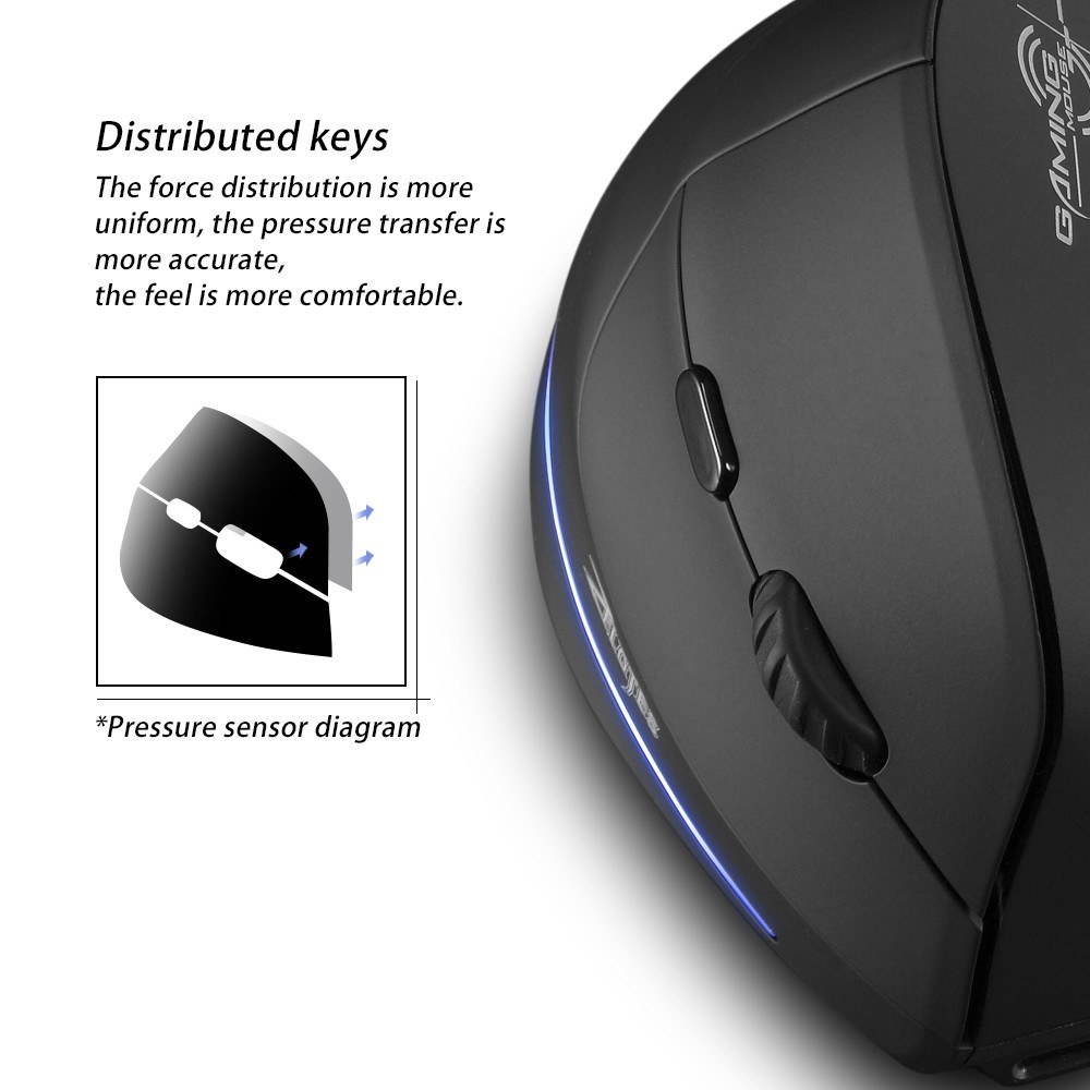 Zelotes F-35 Wireless Vertical Mouse Rechargeable 2400 DPI Optional